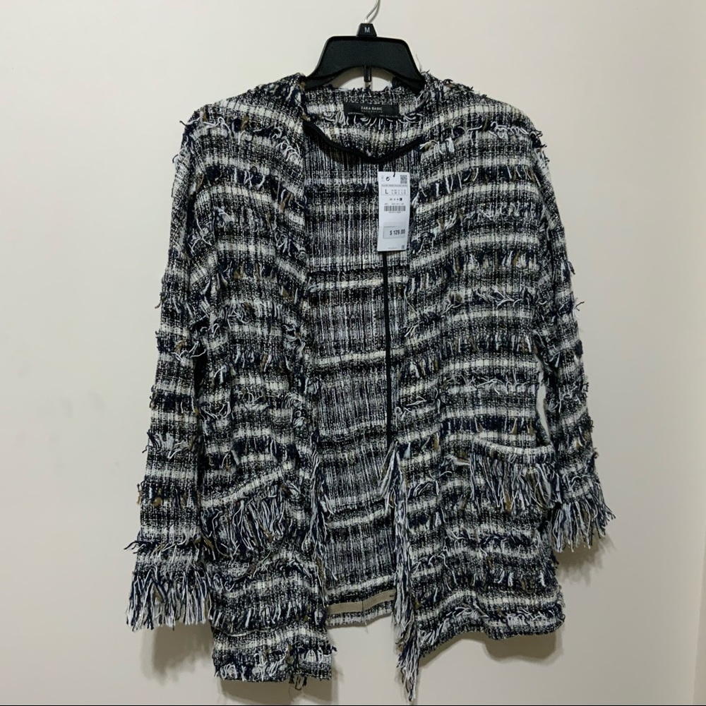 Zara tweed relaxed blazer NWT L